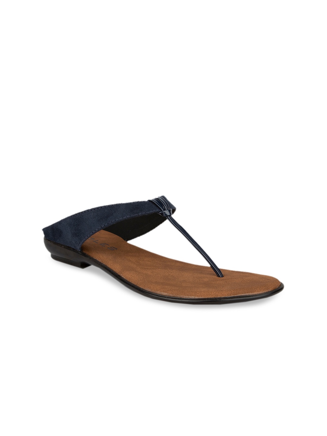 

SOLES Women Blue Solid T-Strap Flats