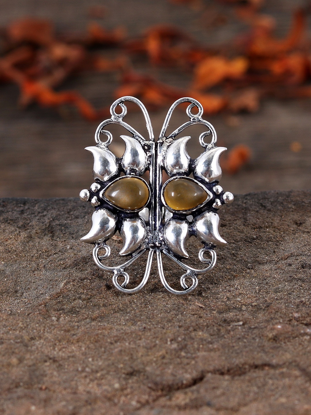 

Silvermerc Designs Women Handcrafted 92.5 Sterling Silver Oxidised Ring