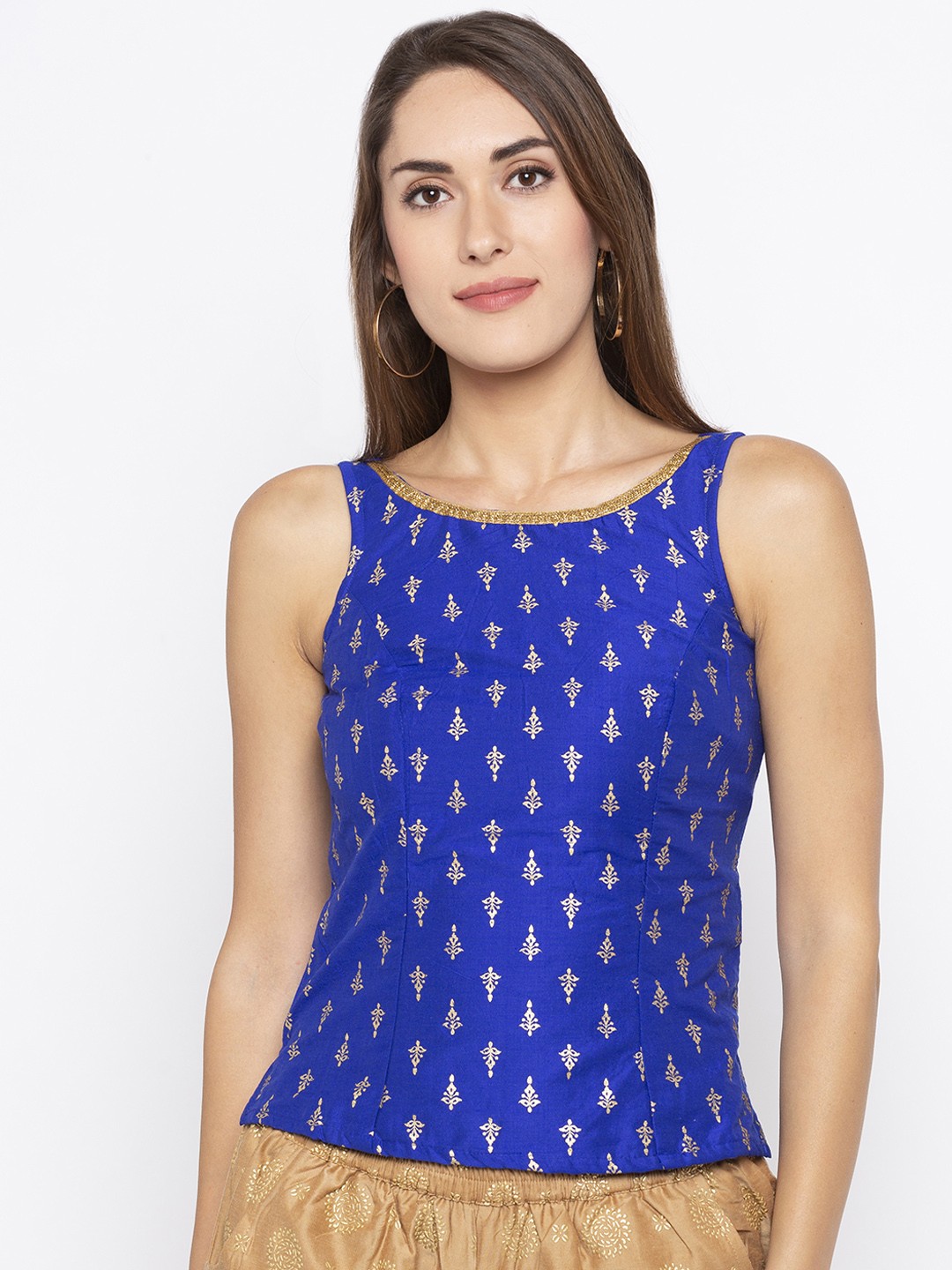 

Globus Women Blue & Gold-Coloured Printed Tunic