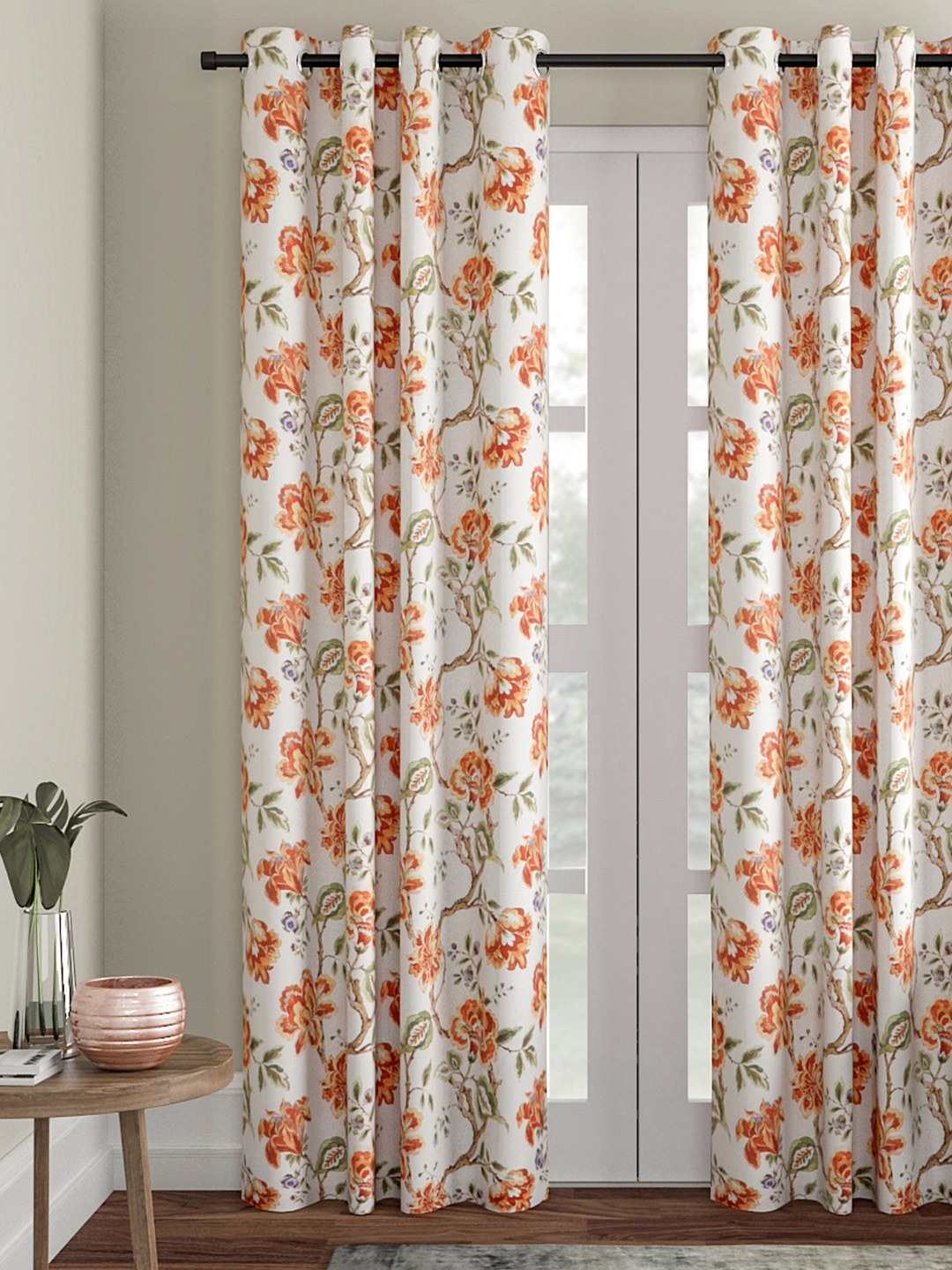 

Soumya Rust & White Single Long Door Curtain
