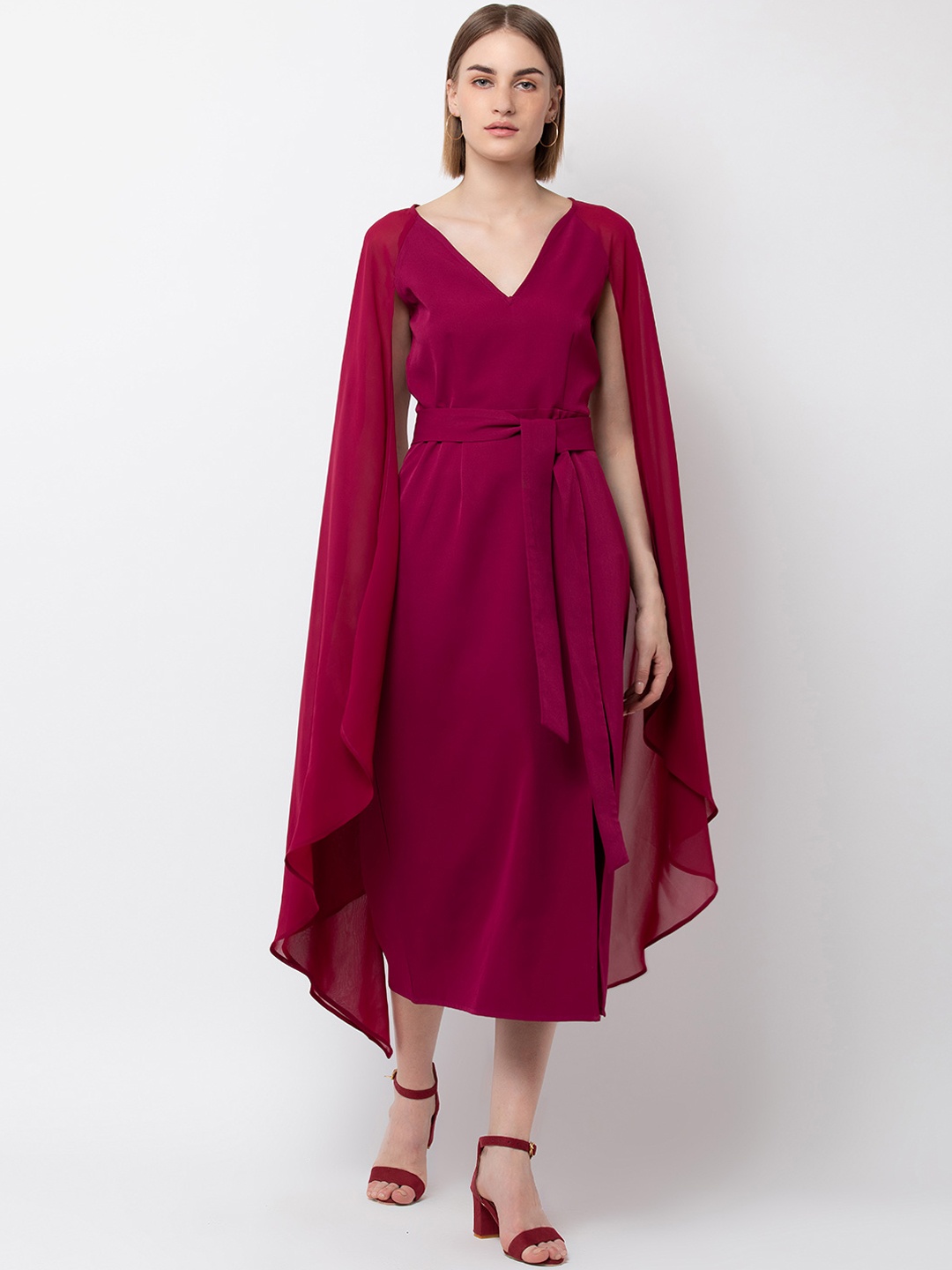 

DODO & MOA Women Maroon Fit and Flare Dress