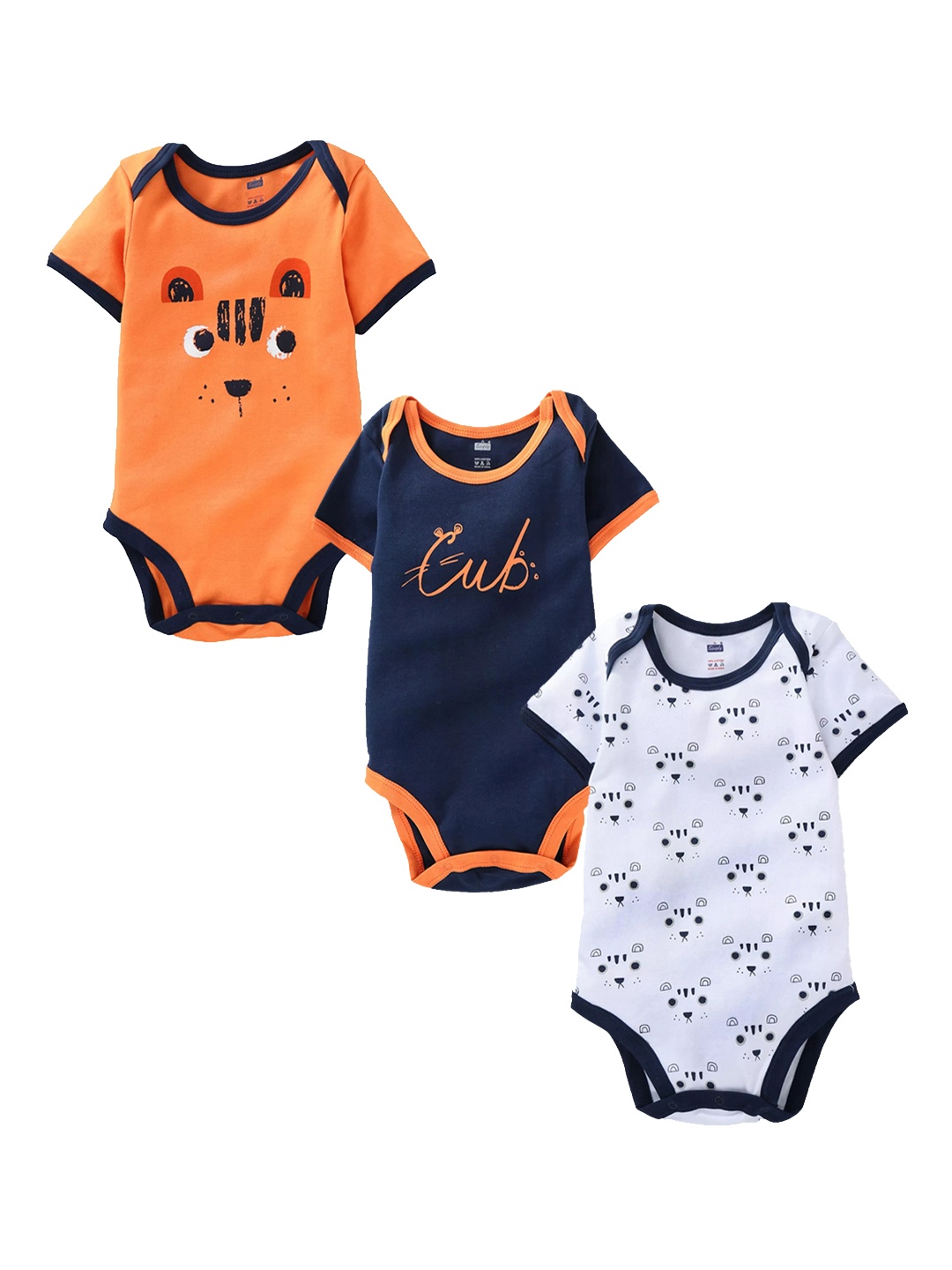 

Simply Kids Pack of 3 Printed Bodysuits, Orange