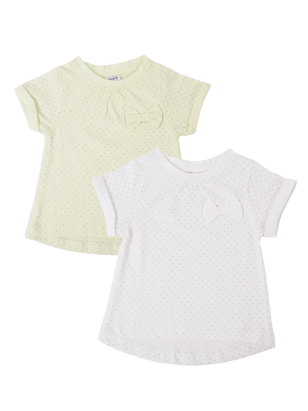 

Simply Girls Pack of 2 Embellished A-Line Pure Cotton Top, Multi
