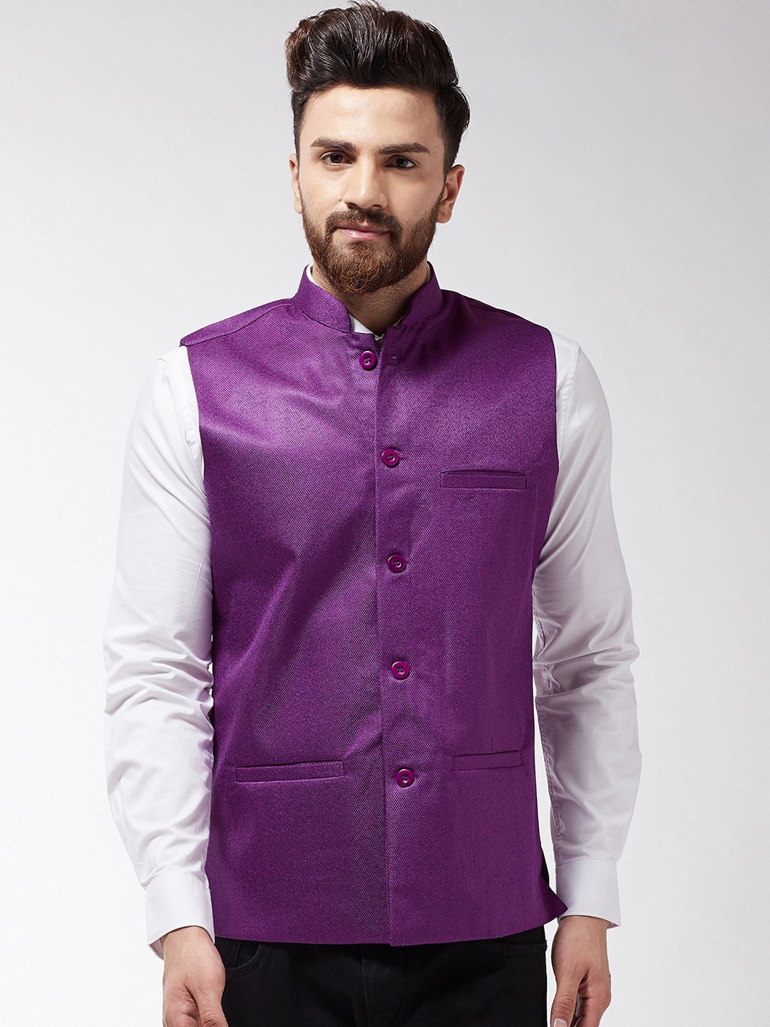 

SOJANYA Men Purple Nehru Jacket