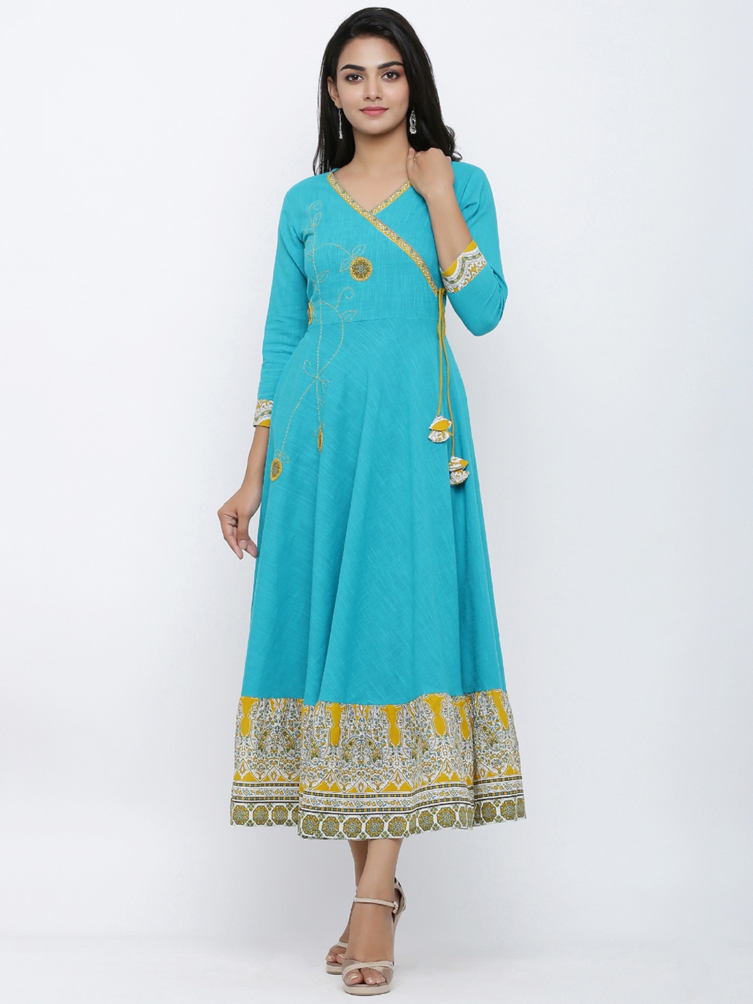 

YASH GALLERY Women Turquoise Blue Printed A-Line Kurta