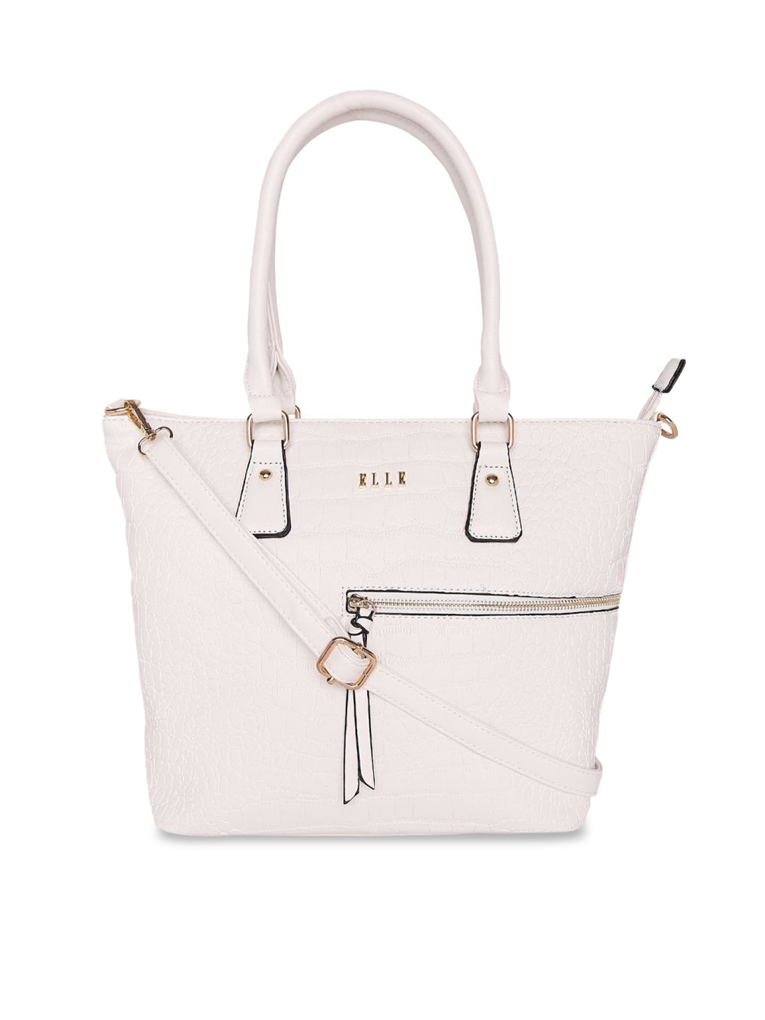 

ELLE White Solid Shoulder Bag