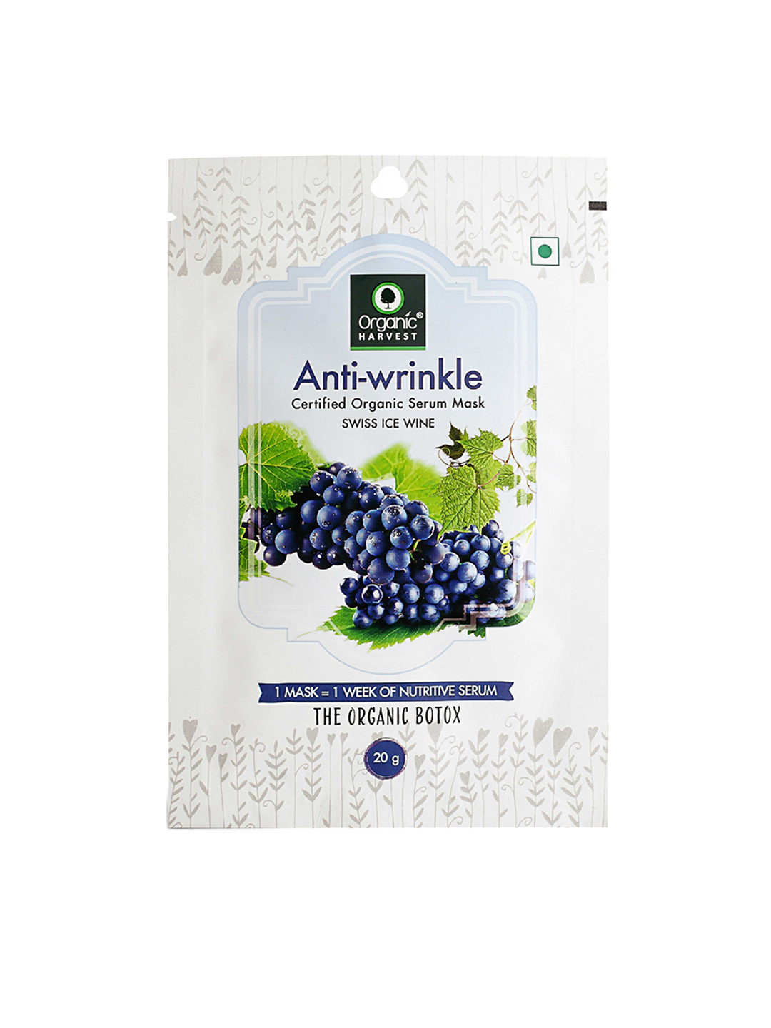 

Organic Harvest Unisex Anti-Wrinkle Sheet Face Mask 20g, White
