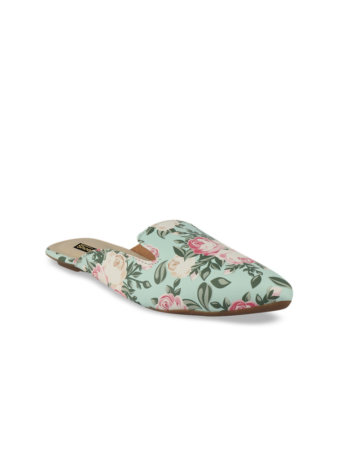 

Shoetopia Women Green & Pink Printed Mules, Sea green