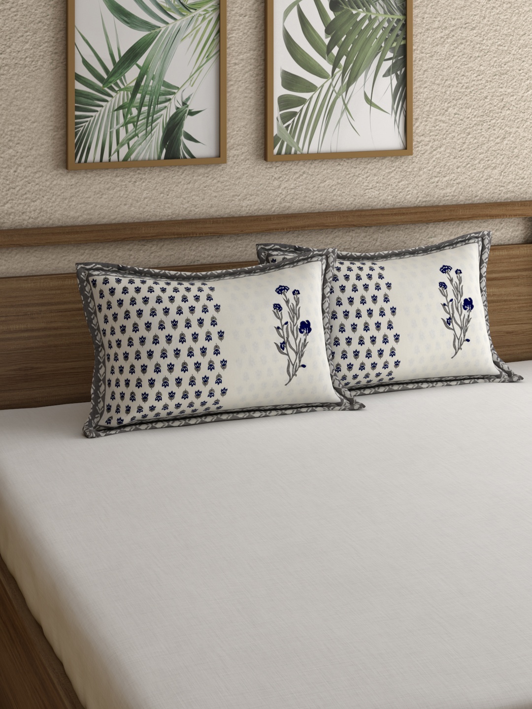 

Rajasthan Decor Set Of 2 Printed Pillow Covers, Off white