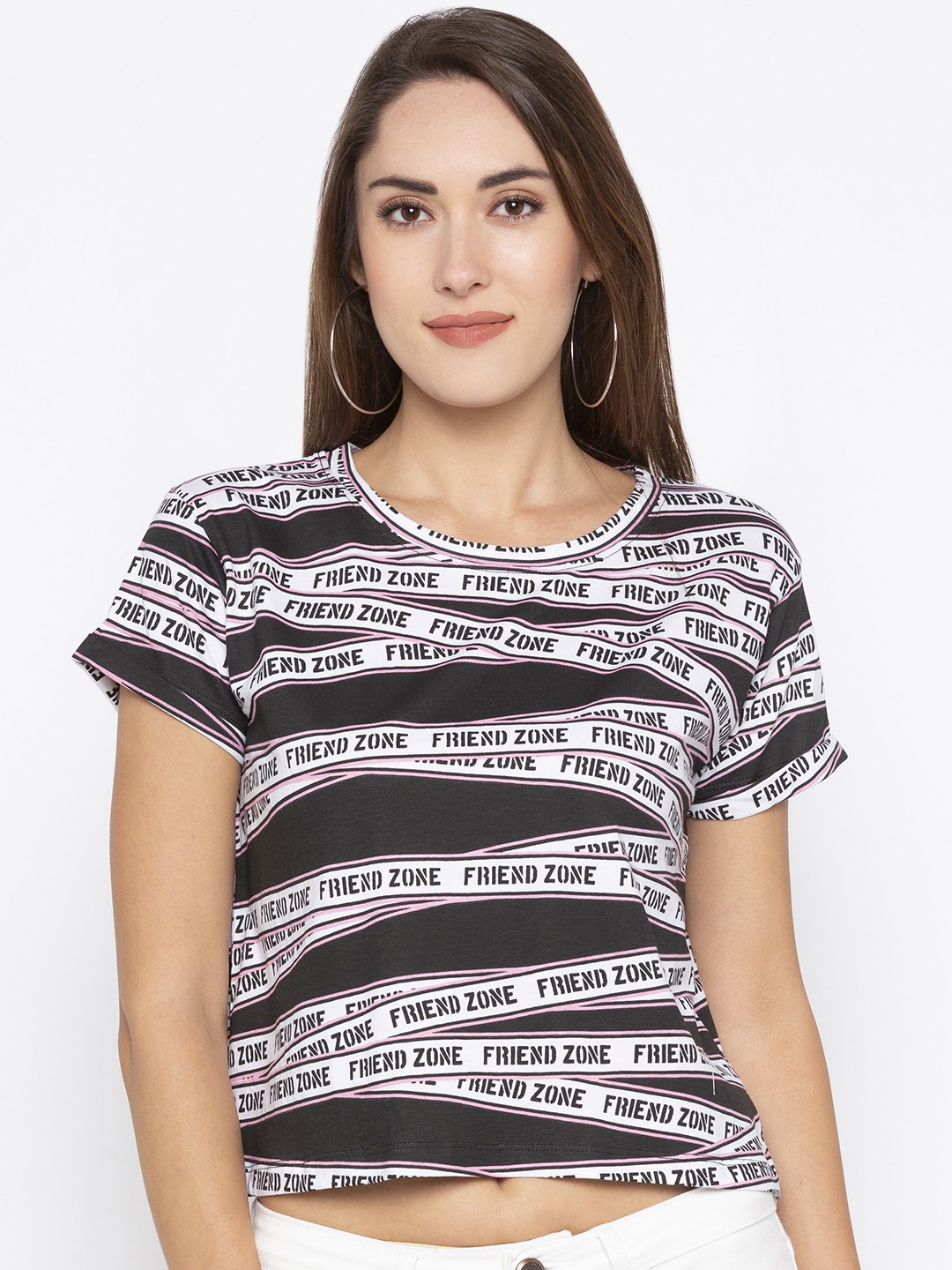 

Globus Women Black Printed Round Neck T-shirt
