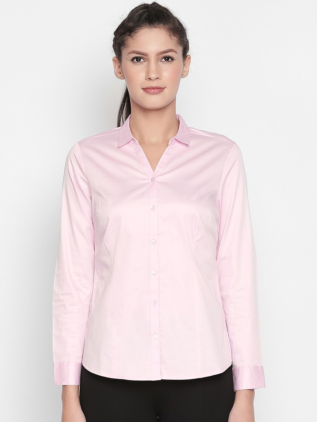 

Annabelle by Pantaloons Women Pink Regular Fit Solid Formal Shirt