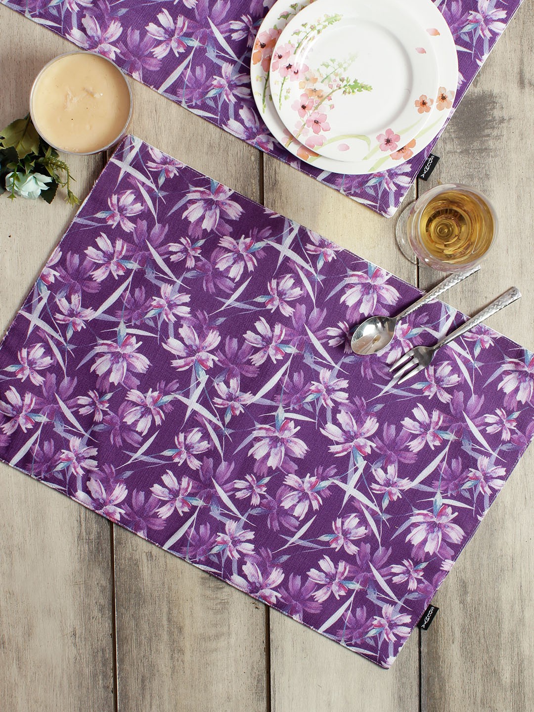 

Soumya Set of 6 Printed Table Placemats, Purple