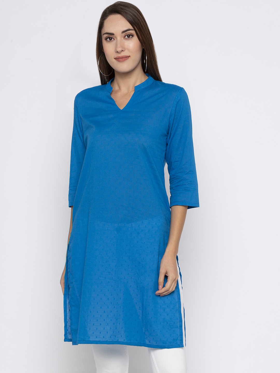 

Globus Women Blue Solid Straight Kurta