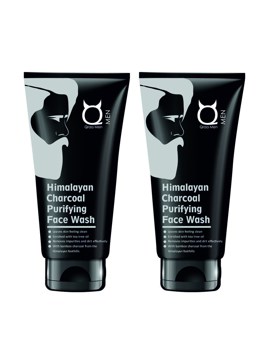 

Qraa Men Pack Of 2 Himalayan Activated Charcoal Purifying Face Wash 200gm, Black