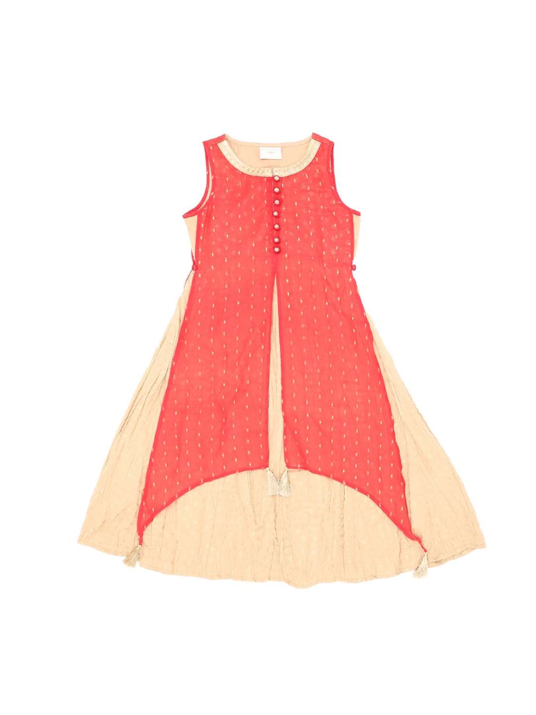 

Pantaloons Junior Girls Coral & Peach-Coloured Fit and Flare Dress