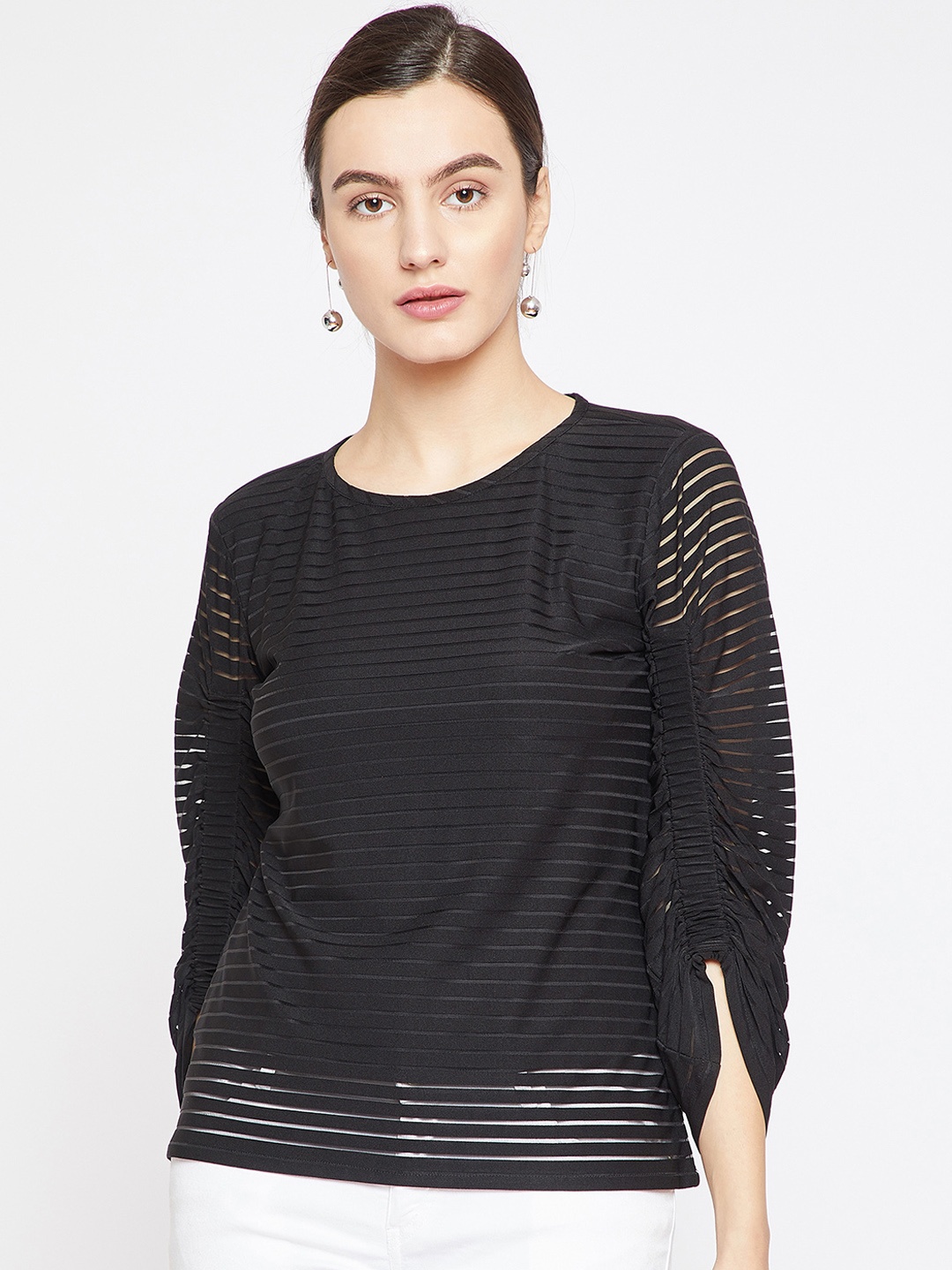 

RARE Women Black Self Design Top
