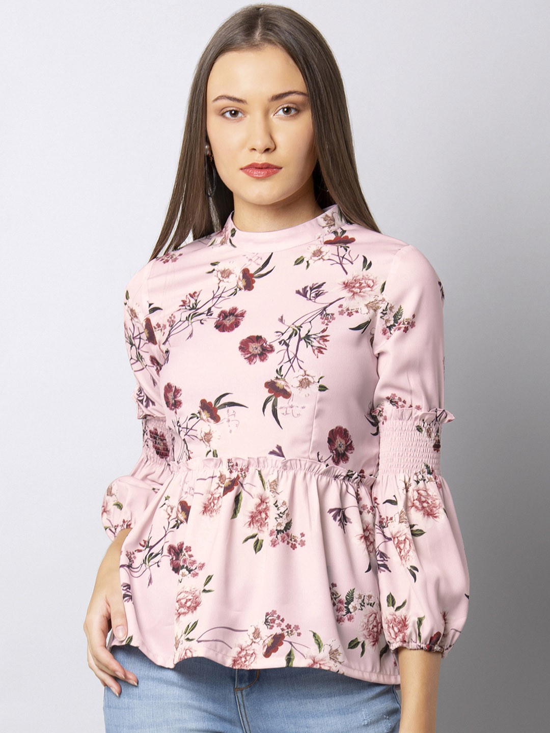

FabAlley Women Pink Printed Peplum Top