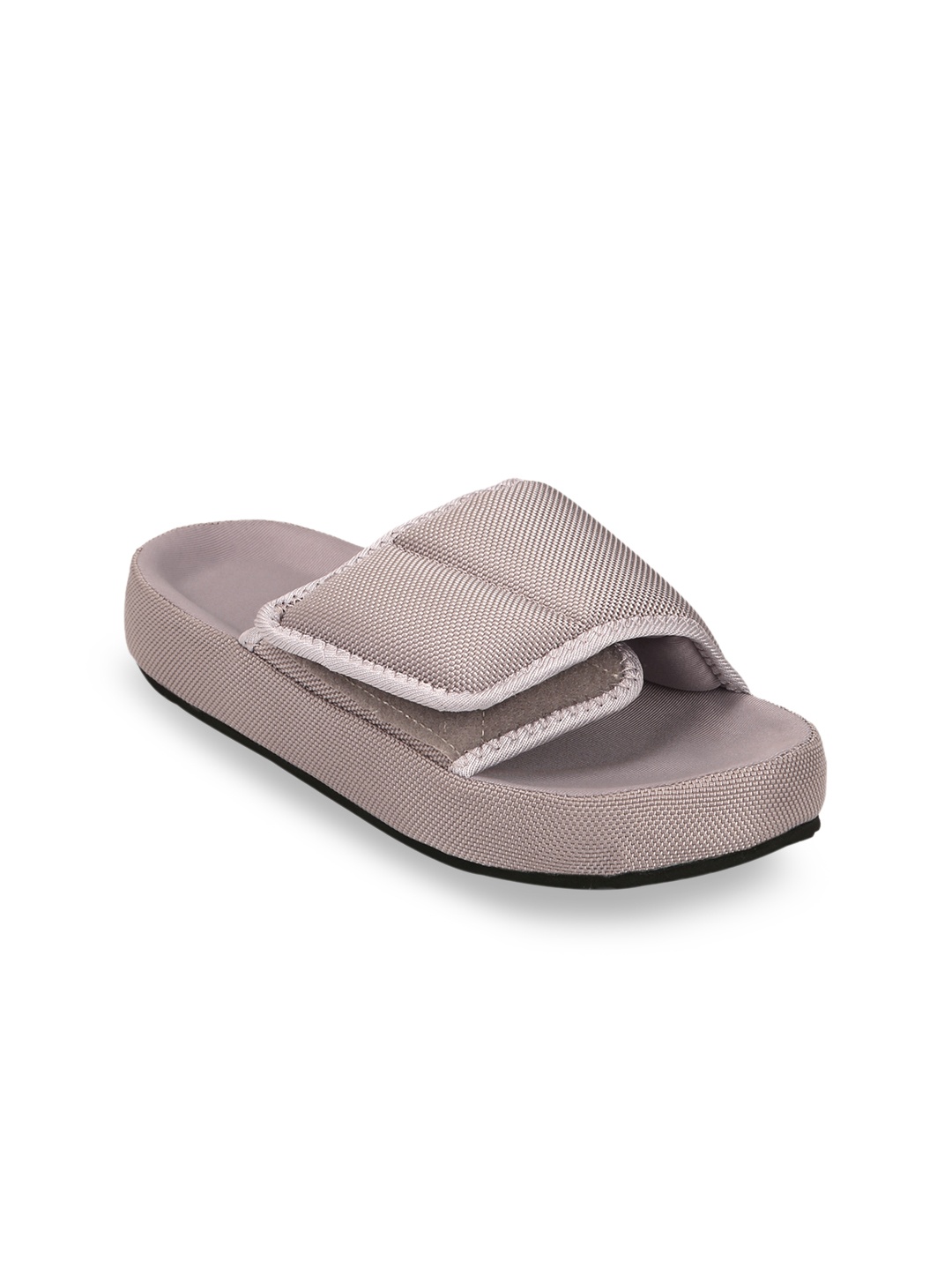 Truffle Collection Women Grey Woven Design Open Toe Flats