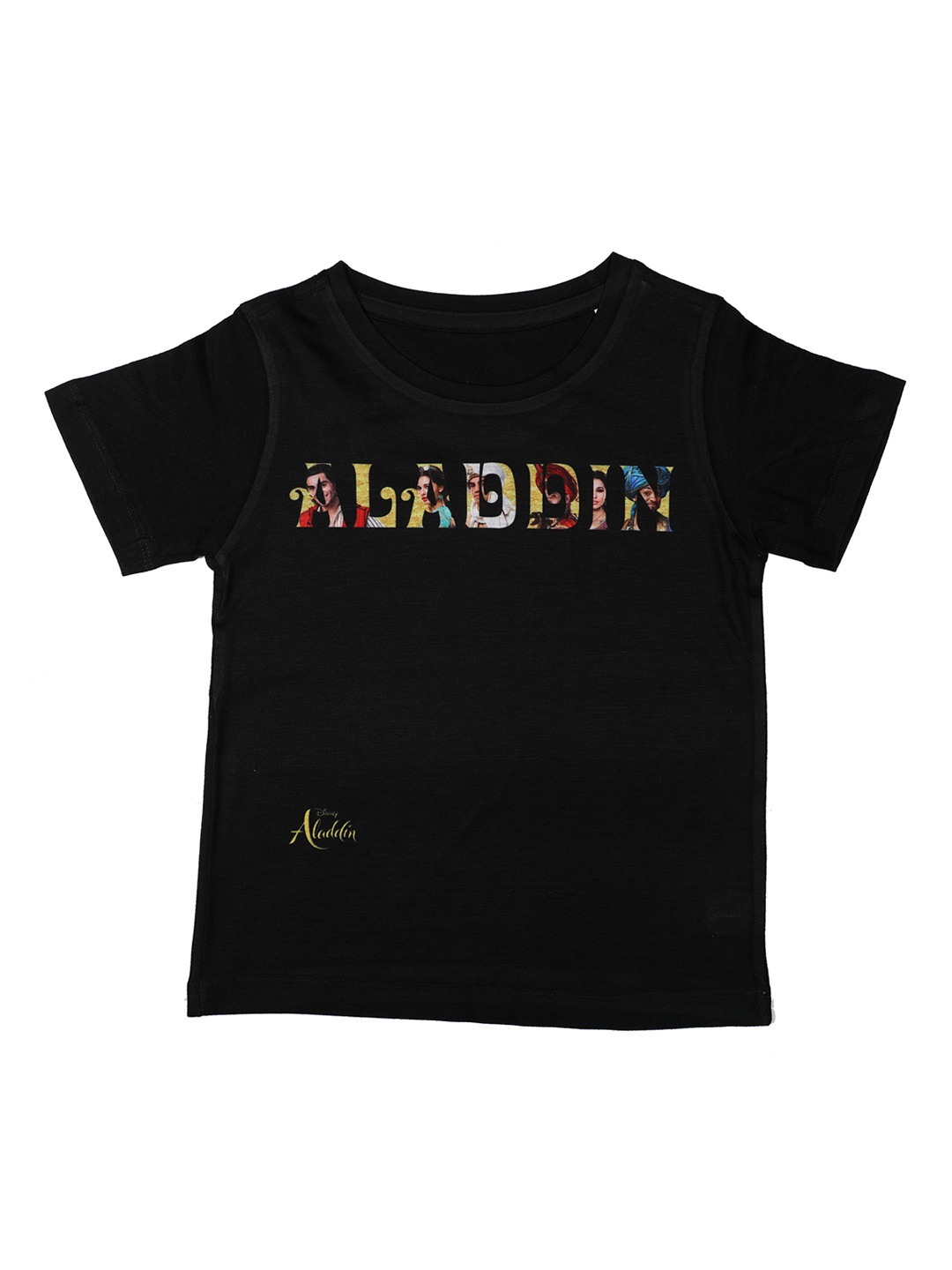 Disney by Wear Your Mind Boys Black Printed Round Neck T-shirt