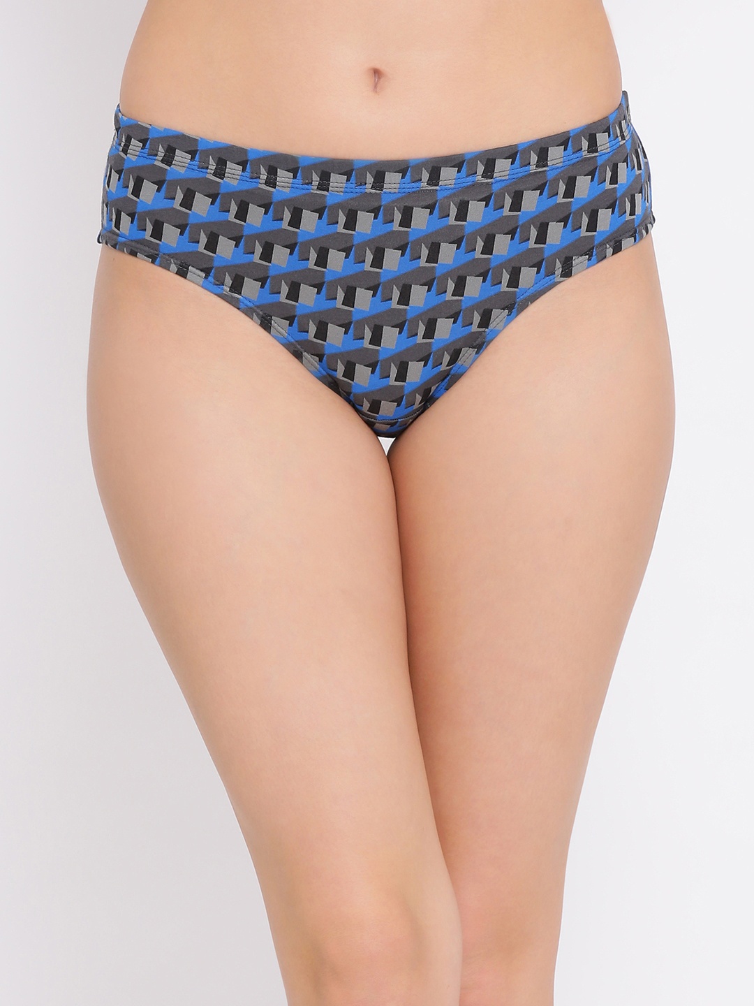 

Clovia Women Blue & Grey Solid Hipster Briefs PN5015R05, Black
