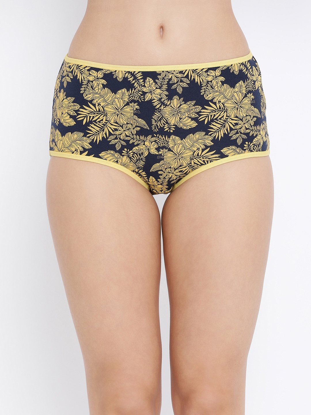 Clovia Women Navy Blue & Yellow Printed Hipster Briefs PN3015P08XL