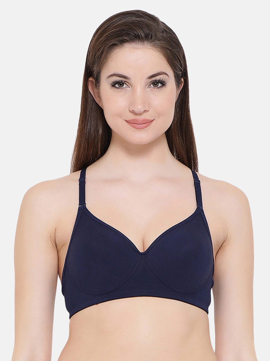 

Clovia Cotton Padded Non-Wired Multiway T-Shirt Bra, Navy blue