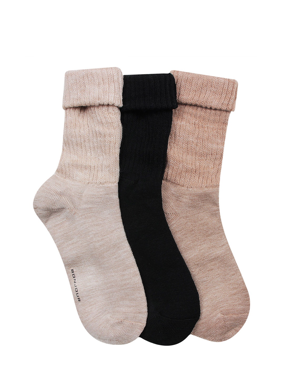 

Bonjour Women Pack of 3 Assorted Calf-Length Socks
