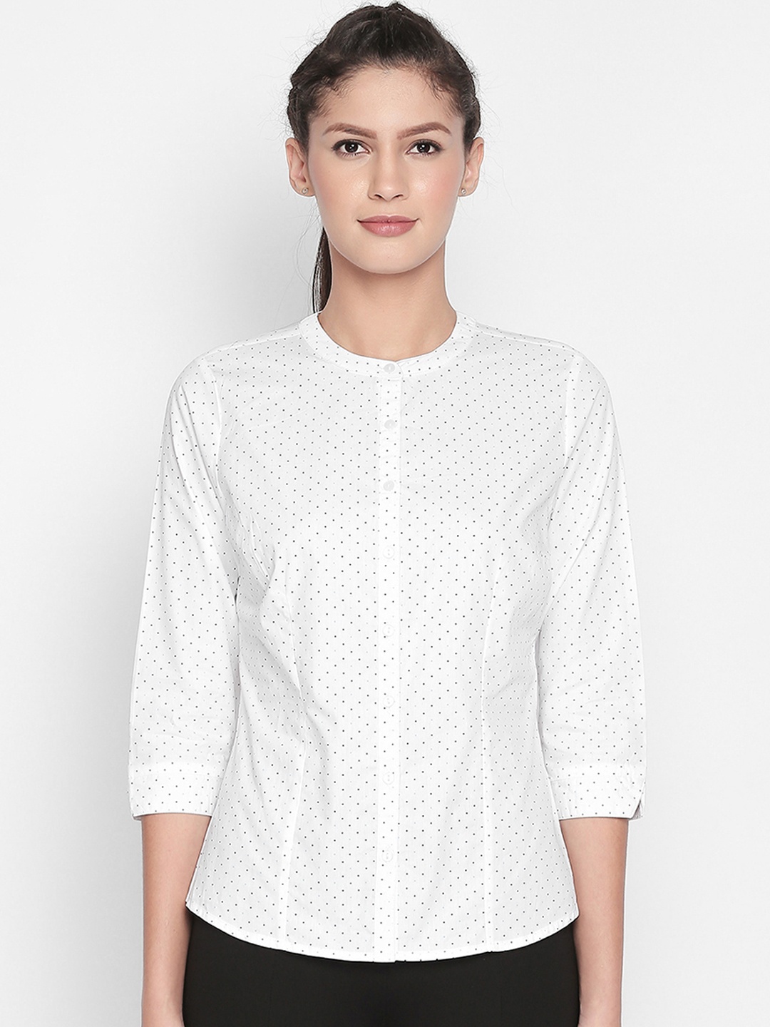 

Annabelle by Pantaloons Women White & Black Regular Fit Printed Formal Shirt