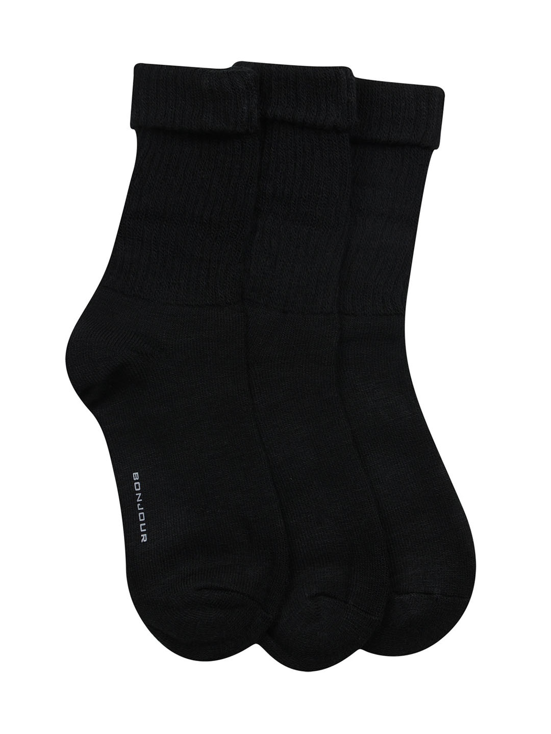 

Bonjour Women Pack of 3 Assorted Calf-Length Socks, Black