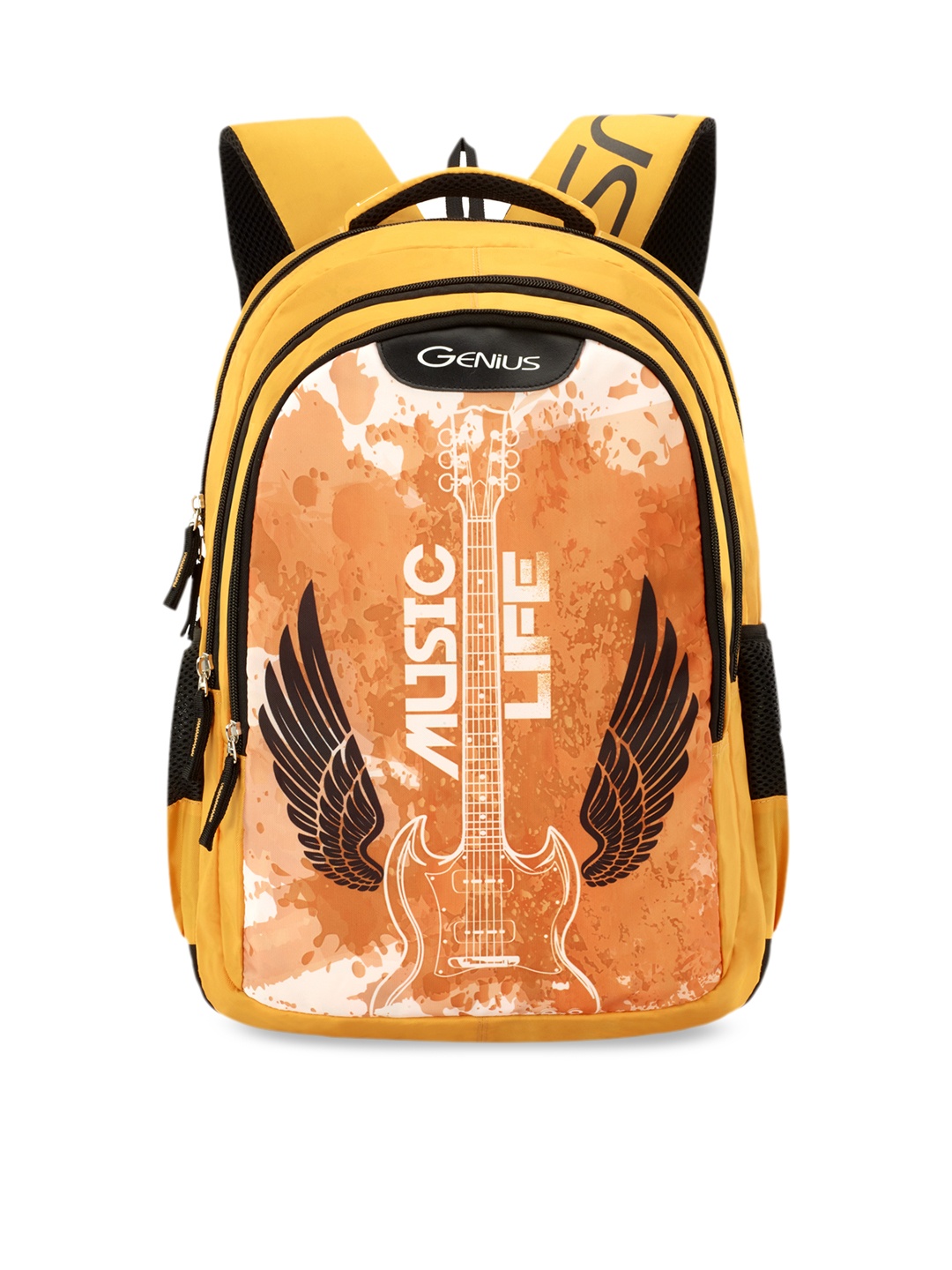 

Genius Unisex Orange Printed 19 inches Large Campus Backpack