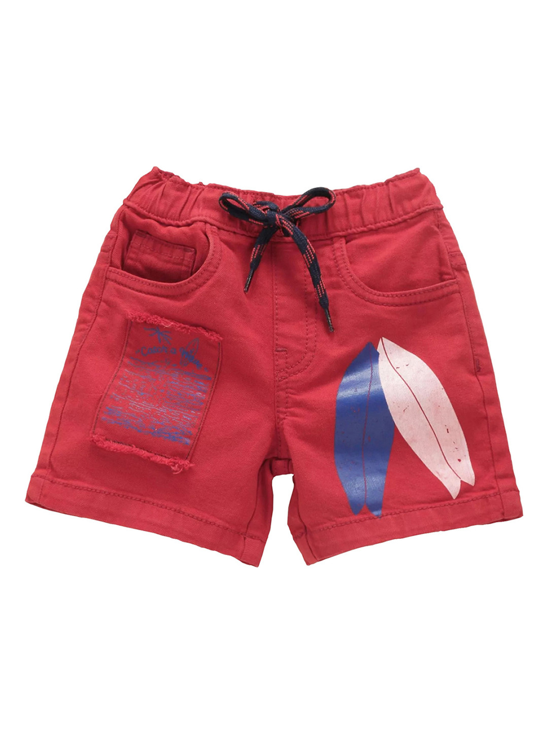 

KiddoPanti Boys Red Printed Regular Fit Regular Shorts
