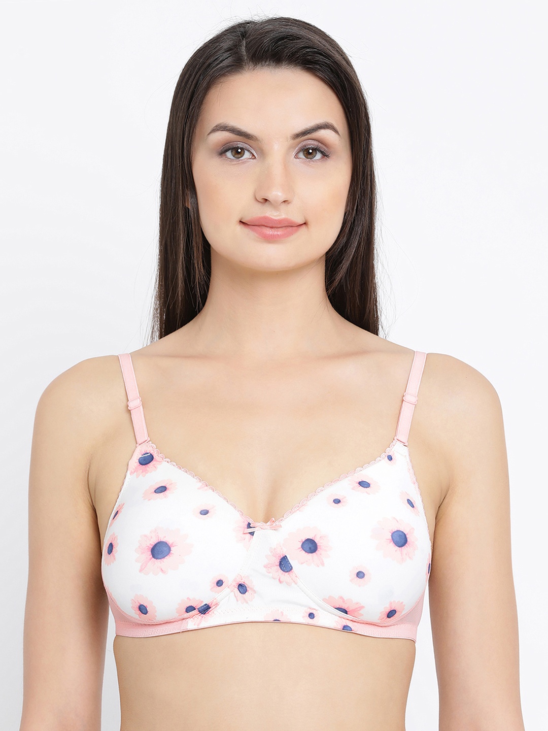 

Clovia Padded Non-Wired Floral Print Multiway T-Shirt Bra, White