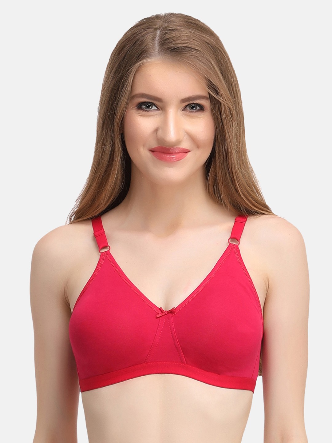 

Clovia Cotton Non-Wired Double Layered Full Cup Bra With Detachable Straps, Pink