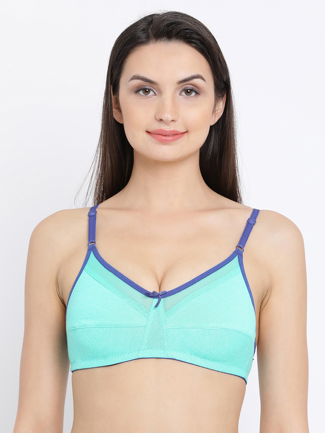 Clovia Cotton Non-Padded Non-Wired Full Cup Bra, Turquoise blue