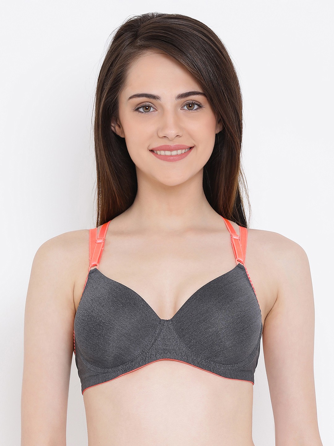 

Clovia Padded Underwired Caged Back T-Shirt Bra, Grey