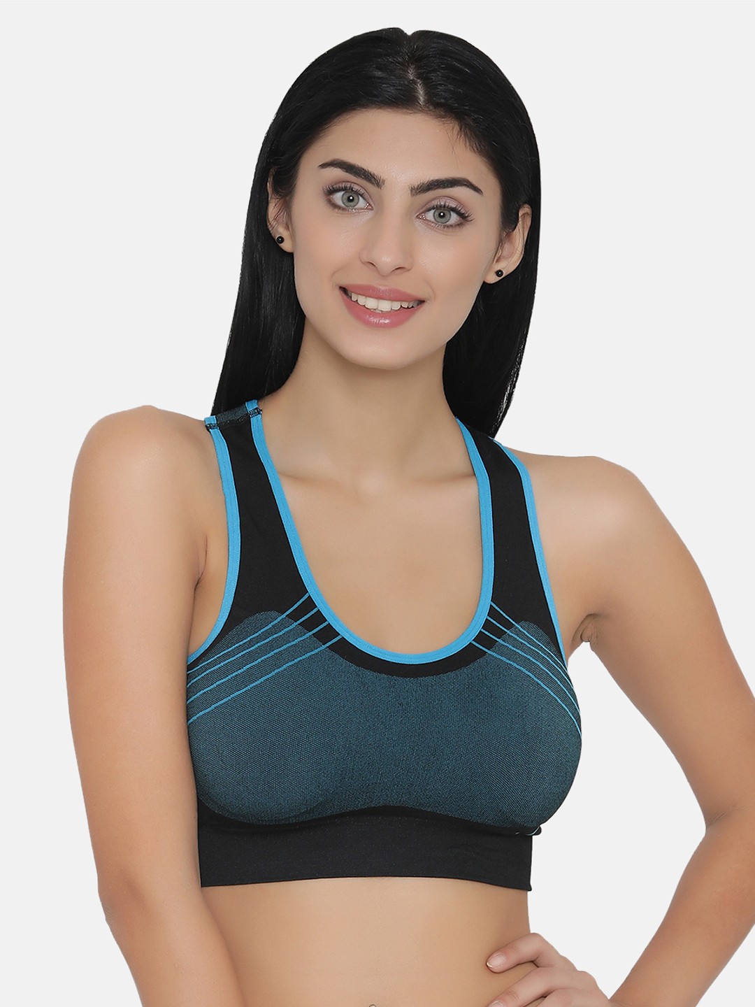 

Clovia Padded Non-Wired Racerback Sports Bra, Blue