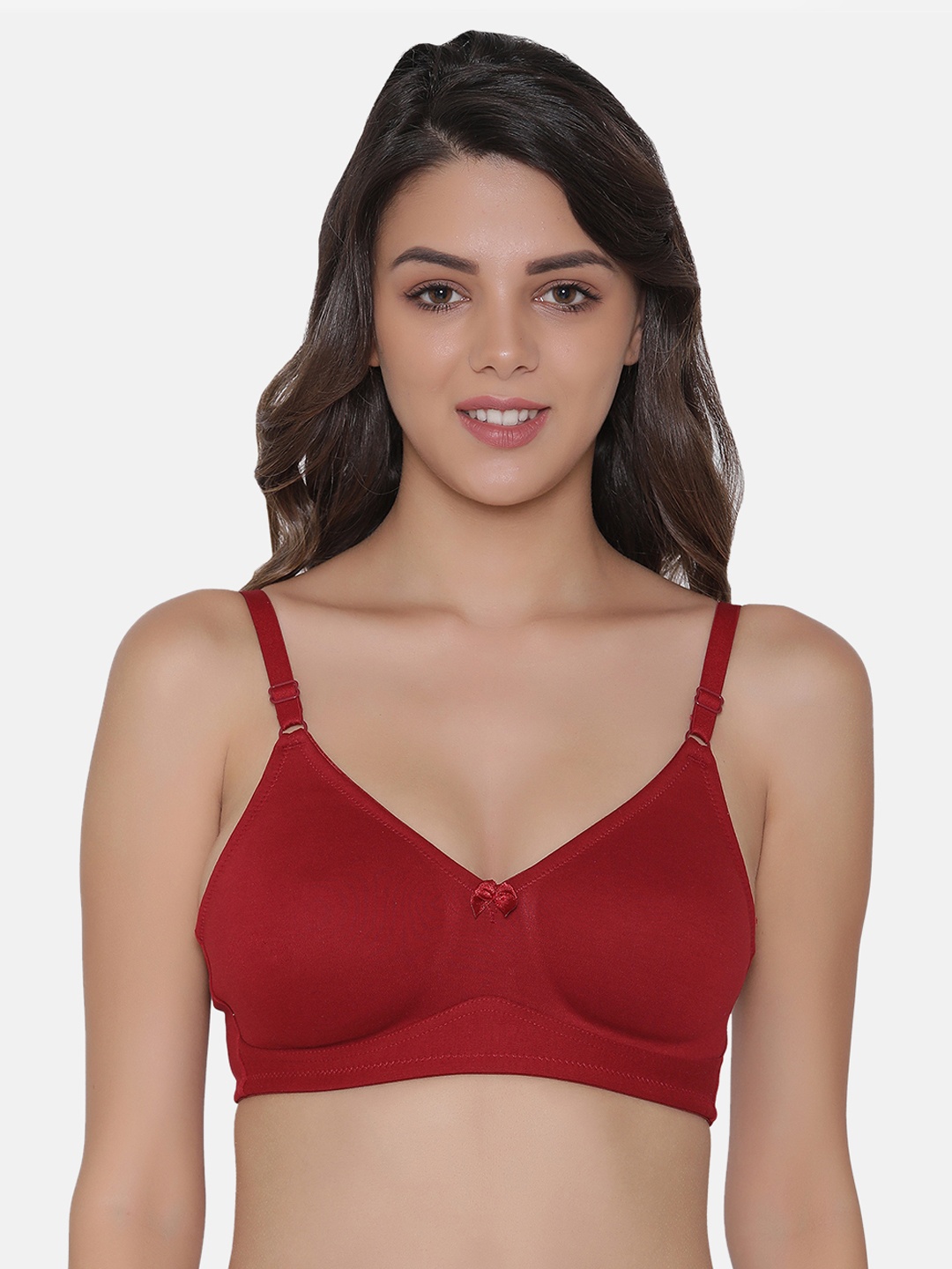 

Clovia Cotton Non-Padded Non-Wired Spacer Cup T-Shirt Bra, Maroon