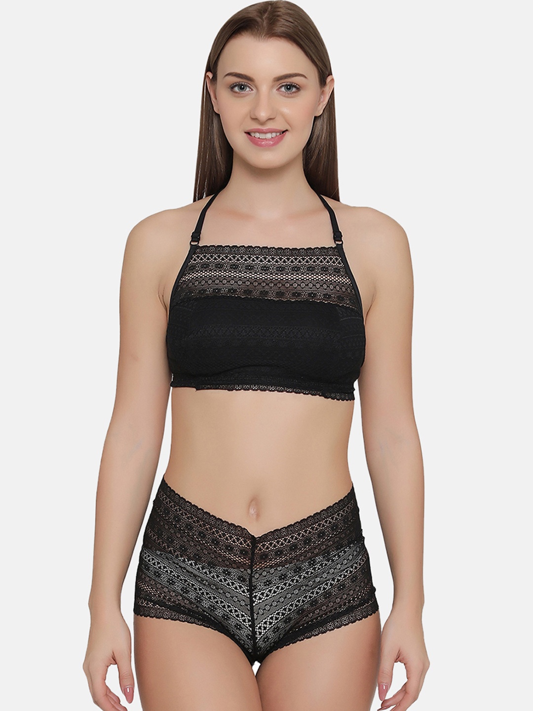 Clovia Black Lingerie Set BP1109R1340C