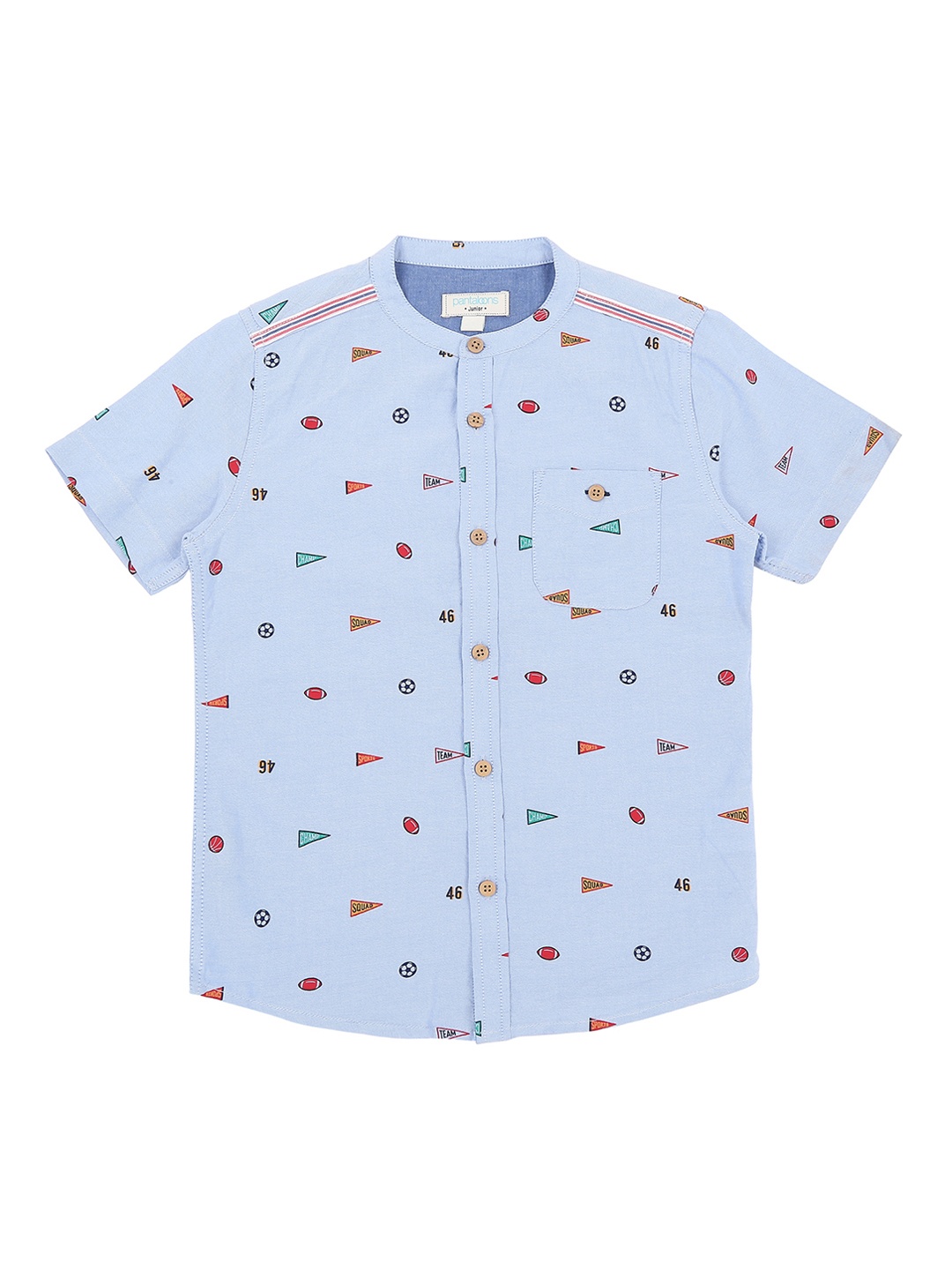 

Pantaloons Junior Boys Blue Regular Fit Printed Party Shirt