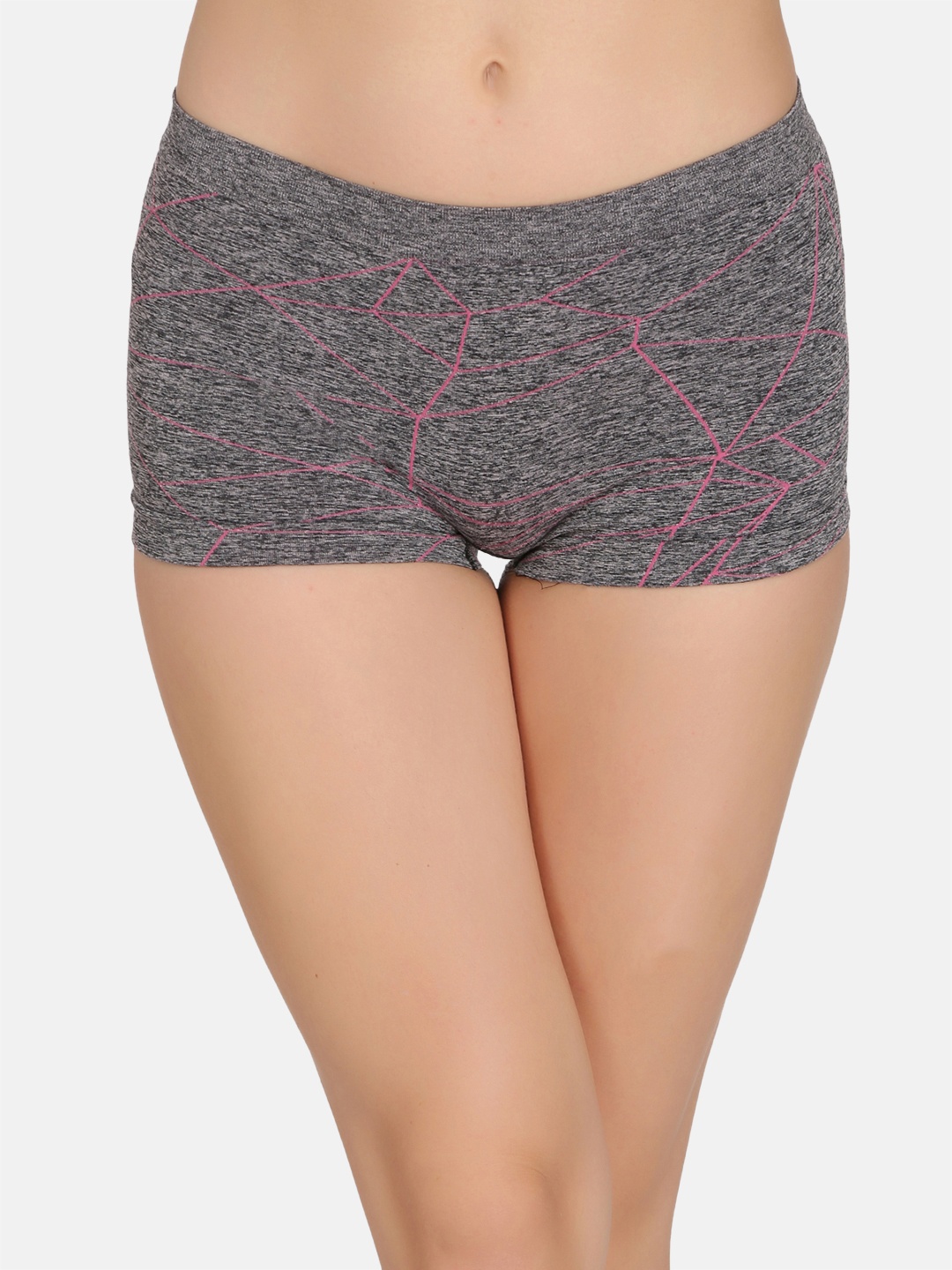 

Clovia Women Grey Printed Bikini Boy Shorts PN1883R14XXL