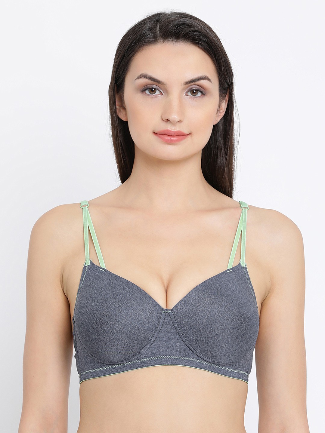 

Clovia Padded Non-Wired Full Cup T-Shirt Bra, Navy blue