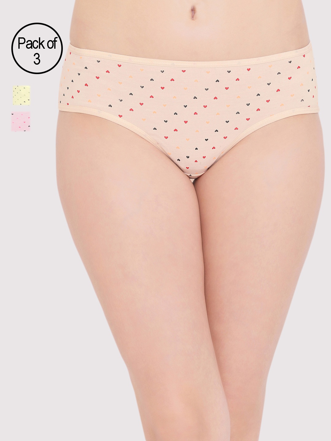 

Clovia Women Pack of 3 Hipster Briefs PN2938B30XL, Multi