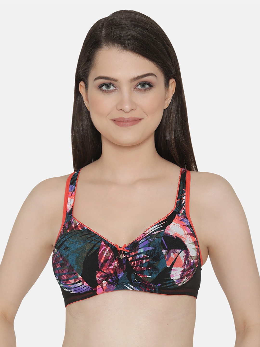 

Clovia Padded Non-Wired Printed T-Shirt Bra, Black