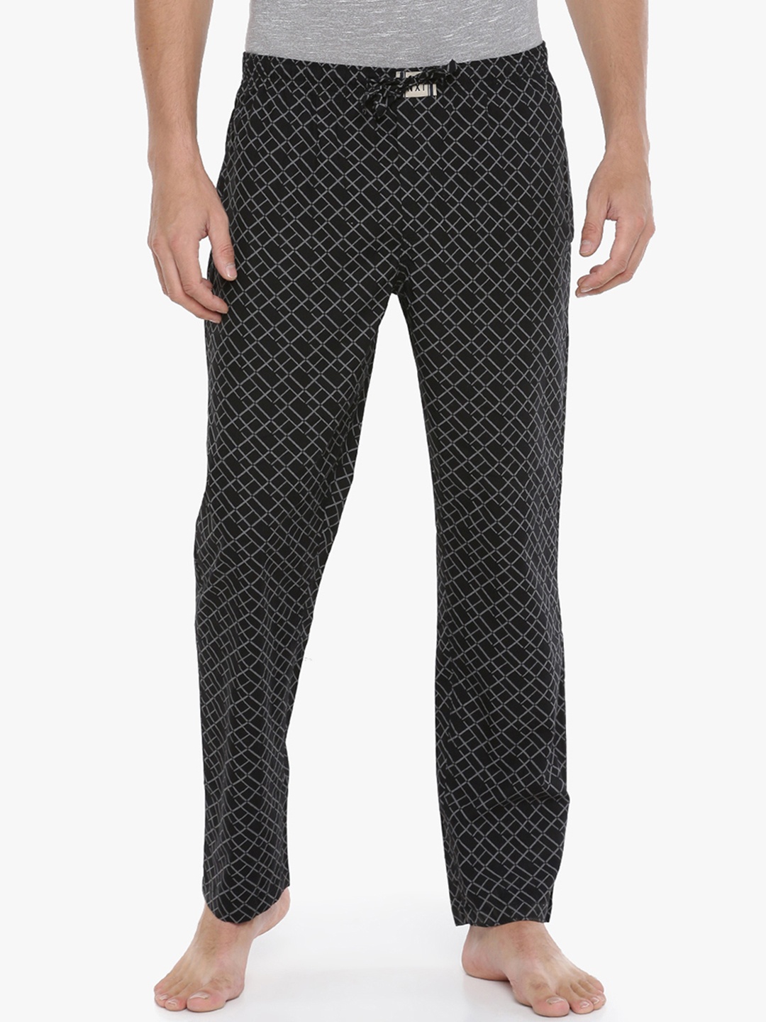 

Force NXT Men Printed Super Combed Cotton Lounge Pants, Black