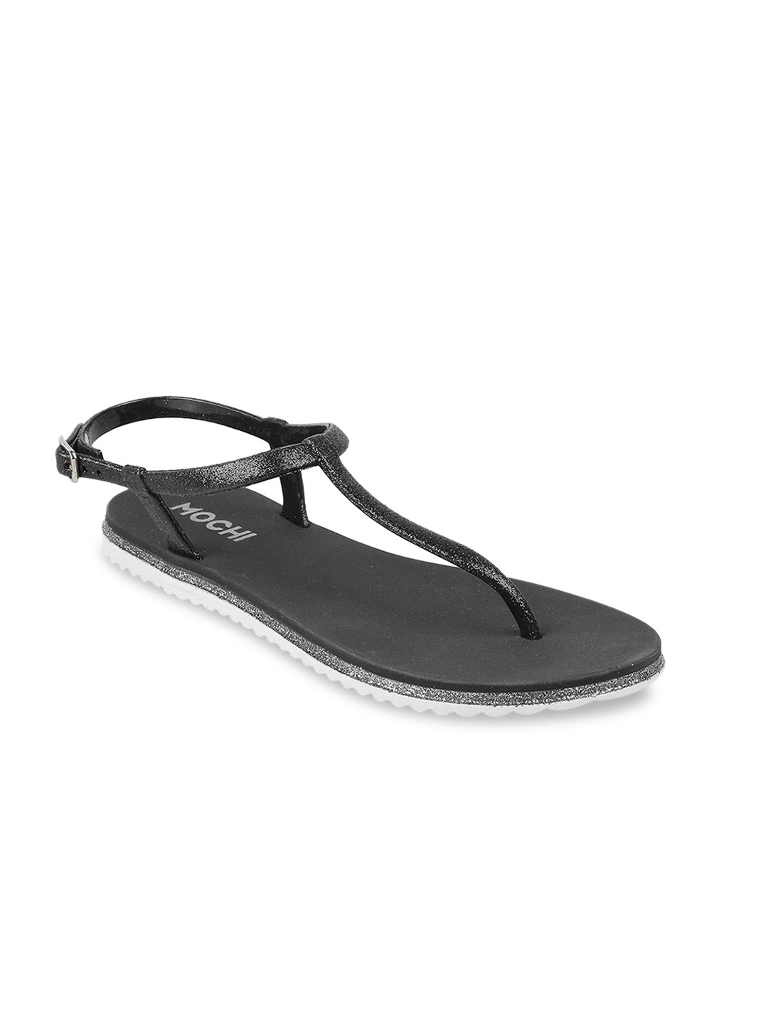 

Mochi Women Black Solid T-Strap Flats