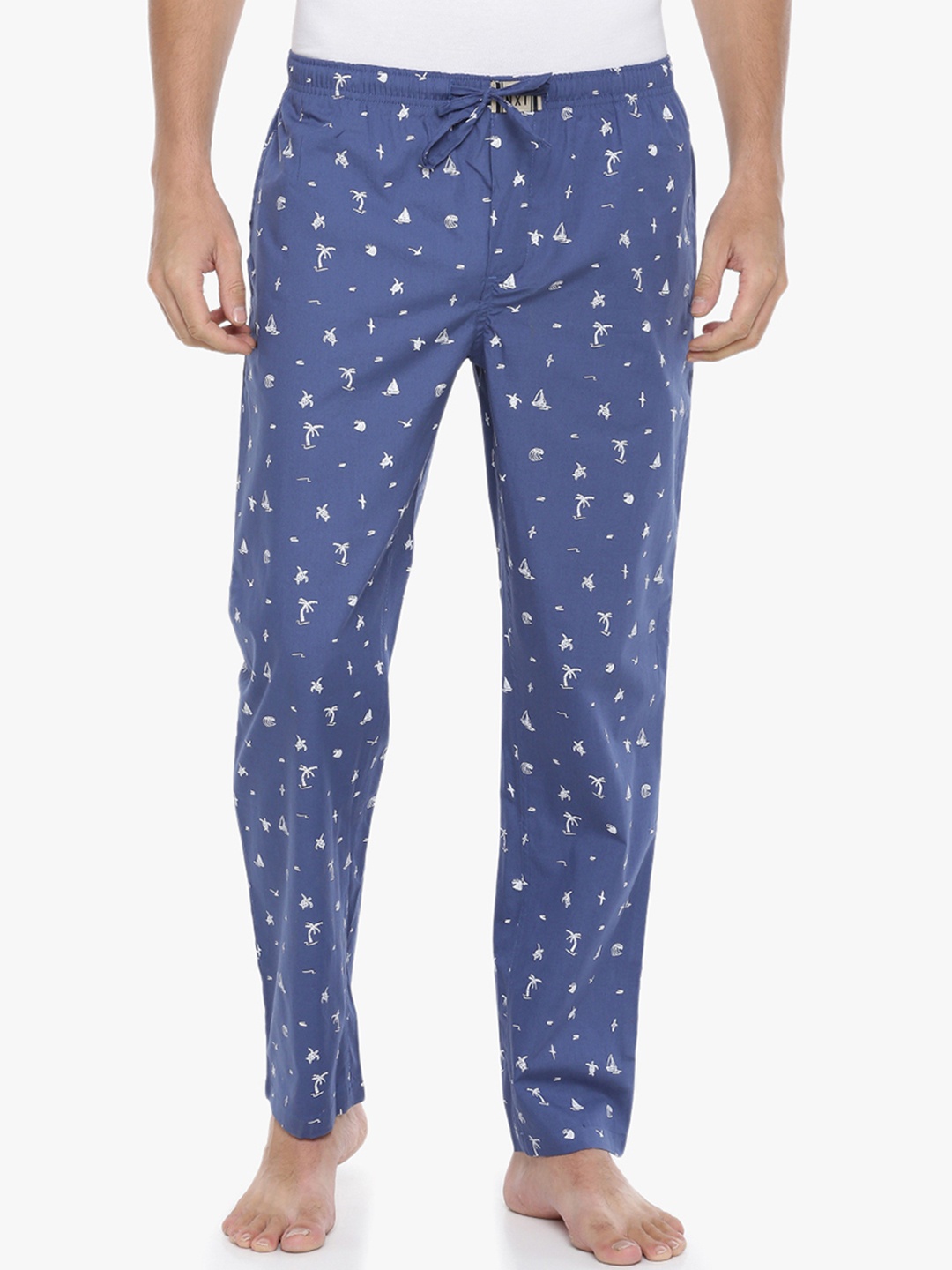 

Force NXT Men Super Combed Cotton Printed Lounge Pants, Blue