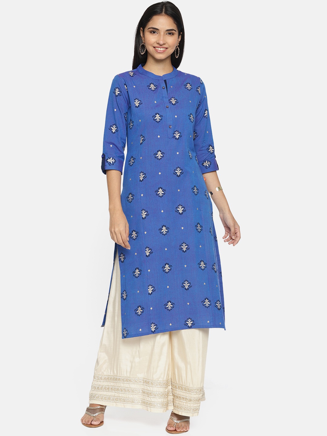 

Alena Women Blue Printed Straight Kurta