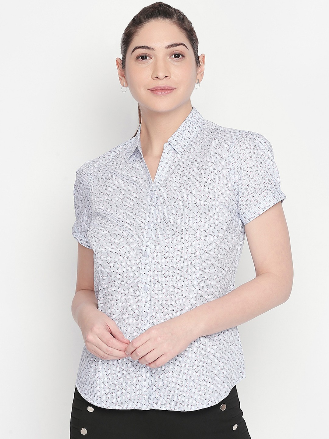 

Annabelle by Pantaloons Women White Regular Fit Printed Formal Shirt