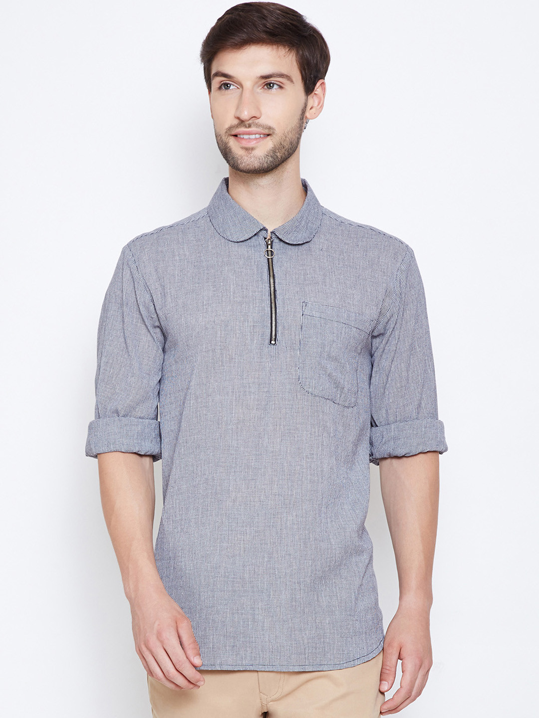 

Oxolloxo Men Blue Regular Fit Self Design Casual Shirt