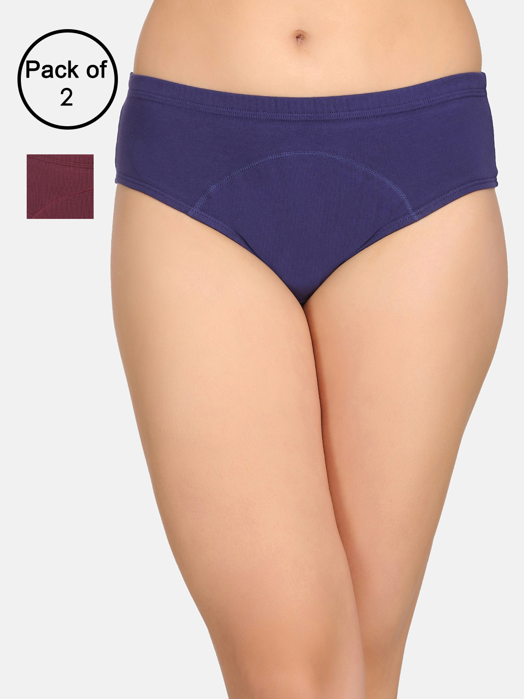 

Clovia Women Pack of 2 Solid Hipster Briefs COMPNC624XL, Navy blue